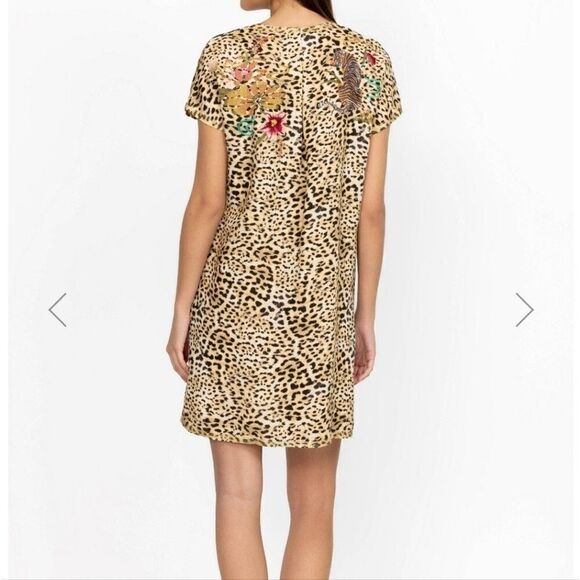 $295 JOHNNY WAS XL NEW LEOPARD EMBROIDERED MAISIE TUNIC DRESS extra large NWT - Picture 2 of 13